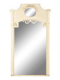 A Continental White Painted Mirrored Door Cabinet on Marble Top Base — Late 19th Century