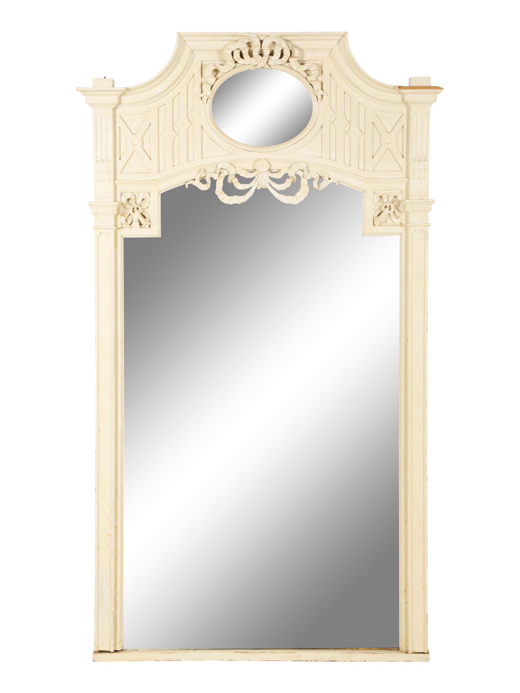A Continental White Painted Mirrored Door Cabinet on Marble Top Base — Late 19th Century