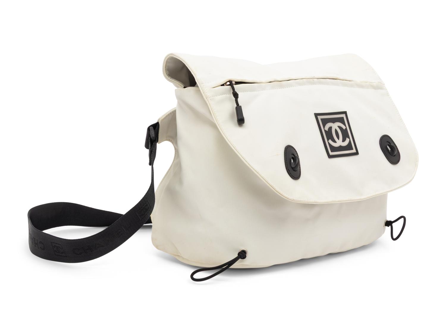 Chanel, White Nylon Messenger Bag