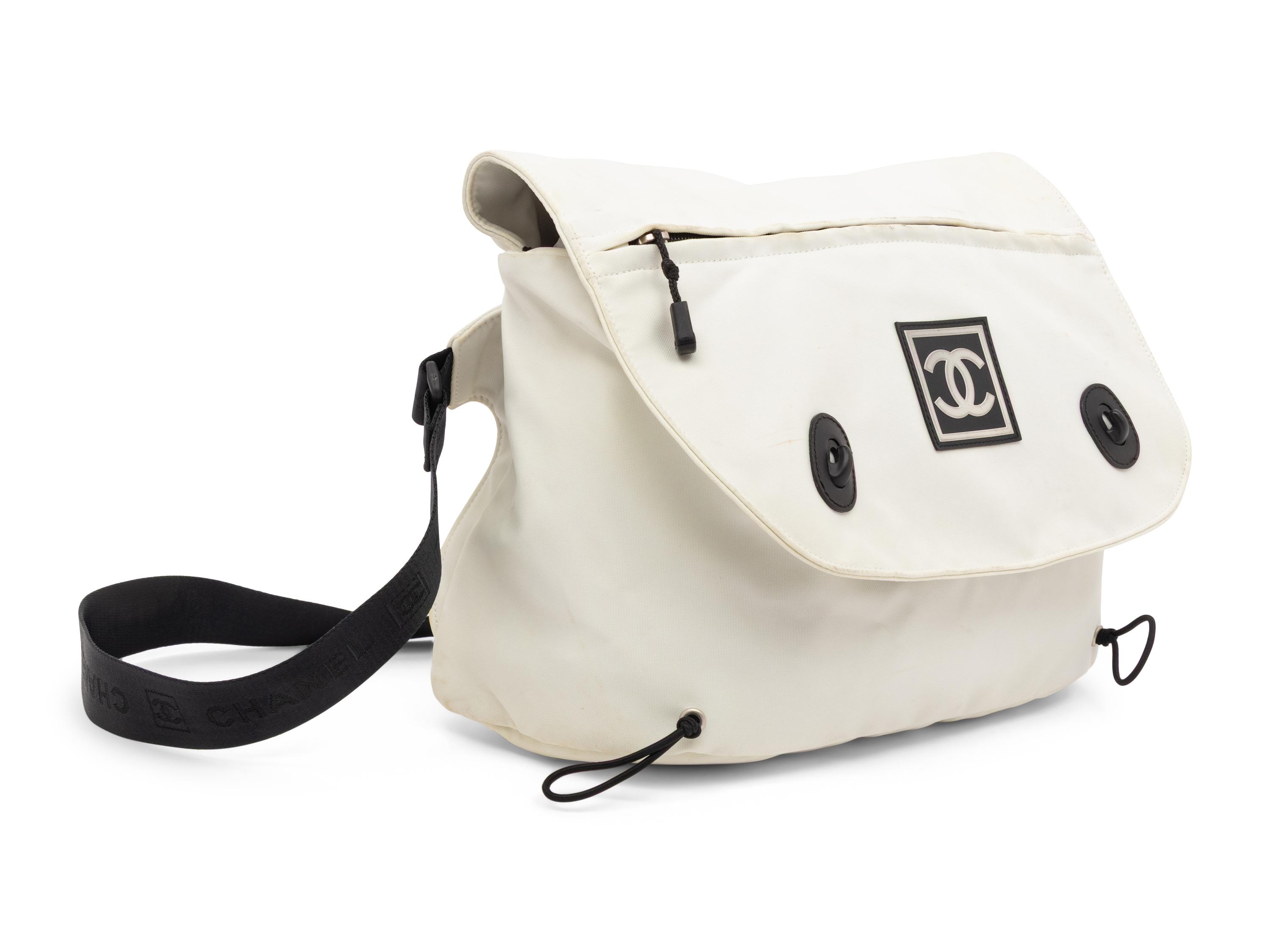 Chanel, White Nylon Messenger Bag