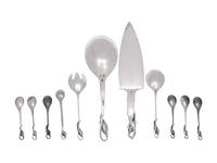Eleven Georg Jensen Silver Blossom Pattern Flatware Articles