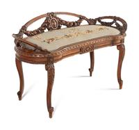 A Louis XVI Style Carved Walnut Window Seat