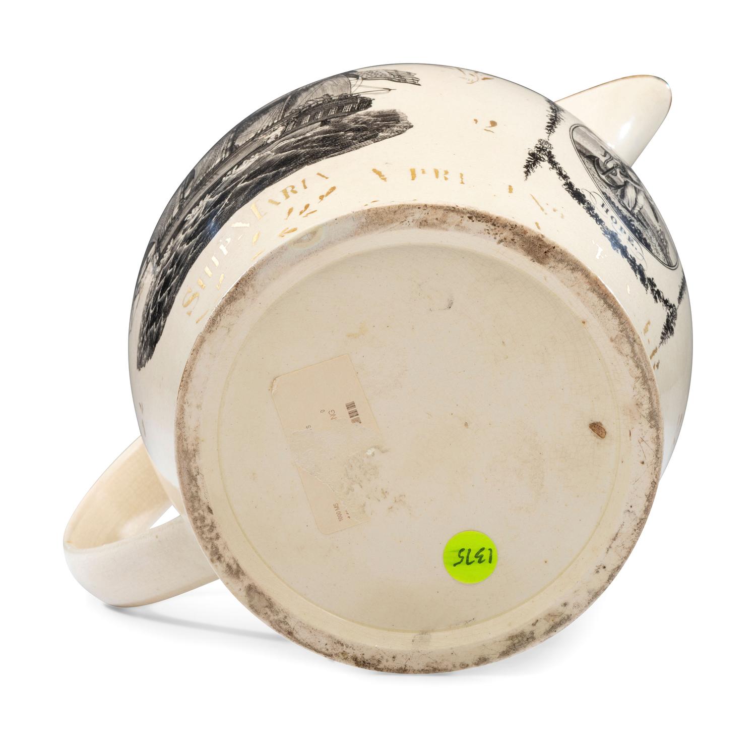 A Liverpool Transfer-Printed Creamware 'Washington in Apotheosis' Pitcher