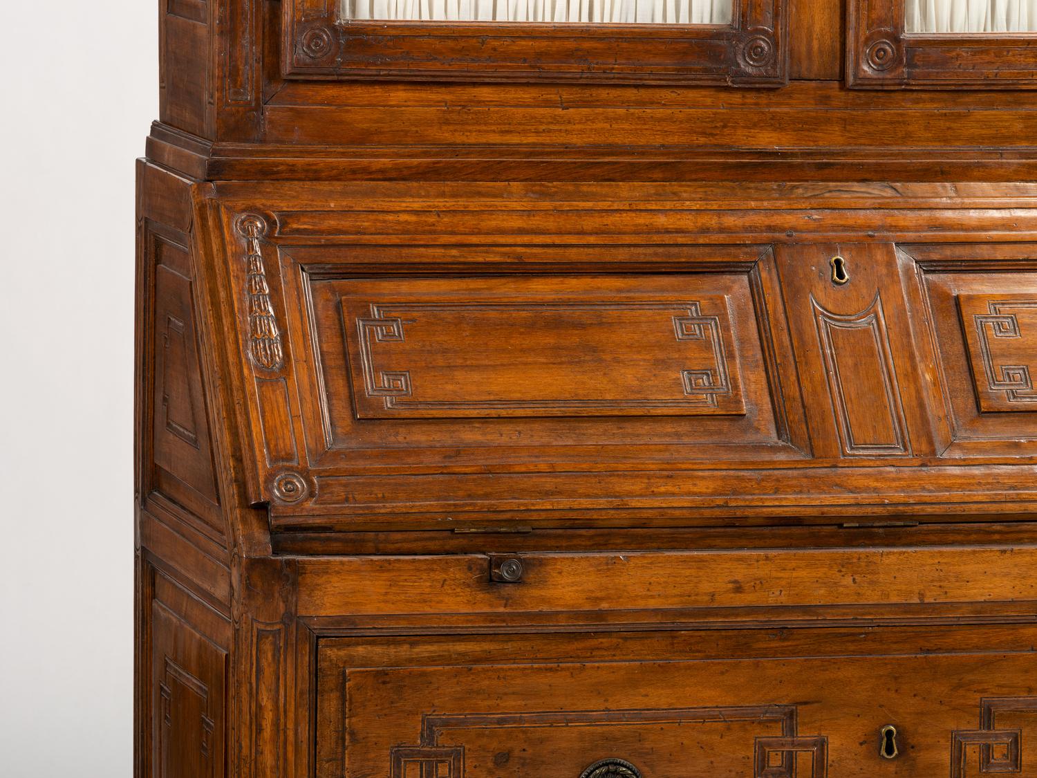 A Louis XVI Provincial Walnut Bureau Bookcase