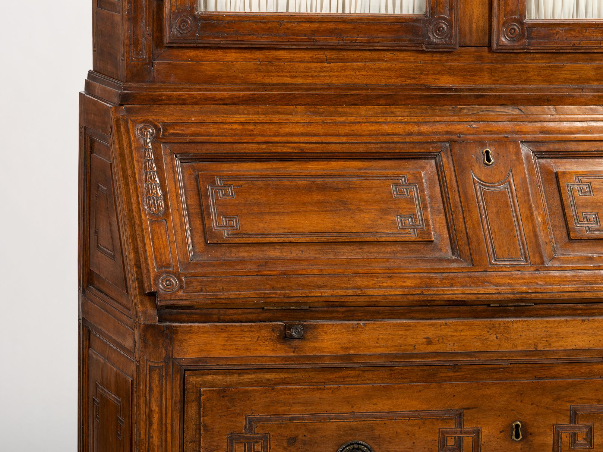A Louis XVI Provincial Walnut Bureau Bookcase