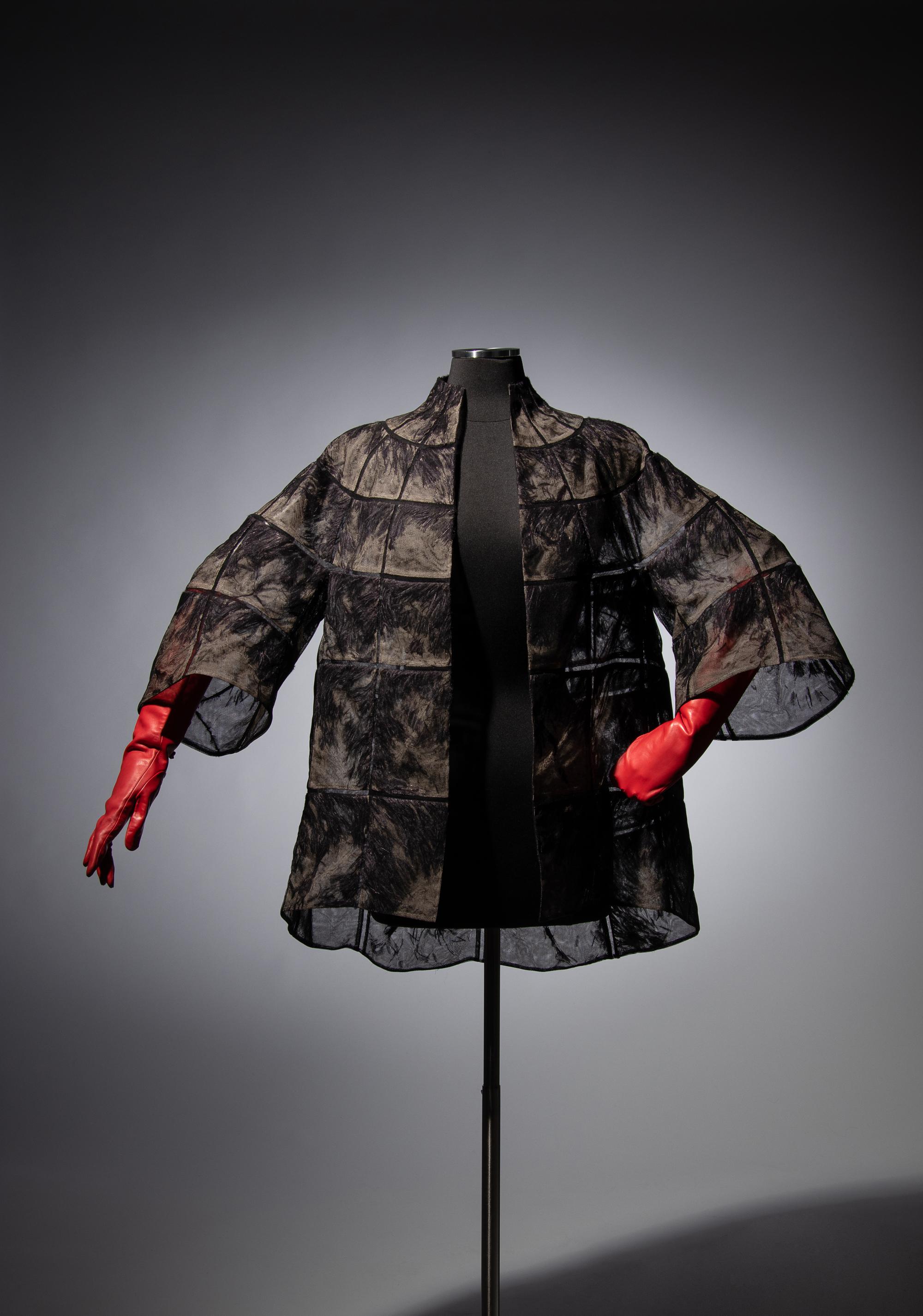 Chado Ralph Rucci Net-Encased Ostrich Feather Jacket