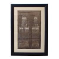 A Framed Hand-Rendered Architectural Drawing Signed A. Riedl 24" W x 1" D x 33.5" H — United States, Circa 1925