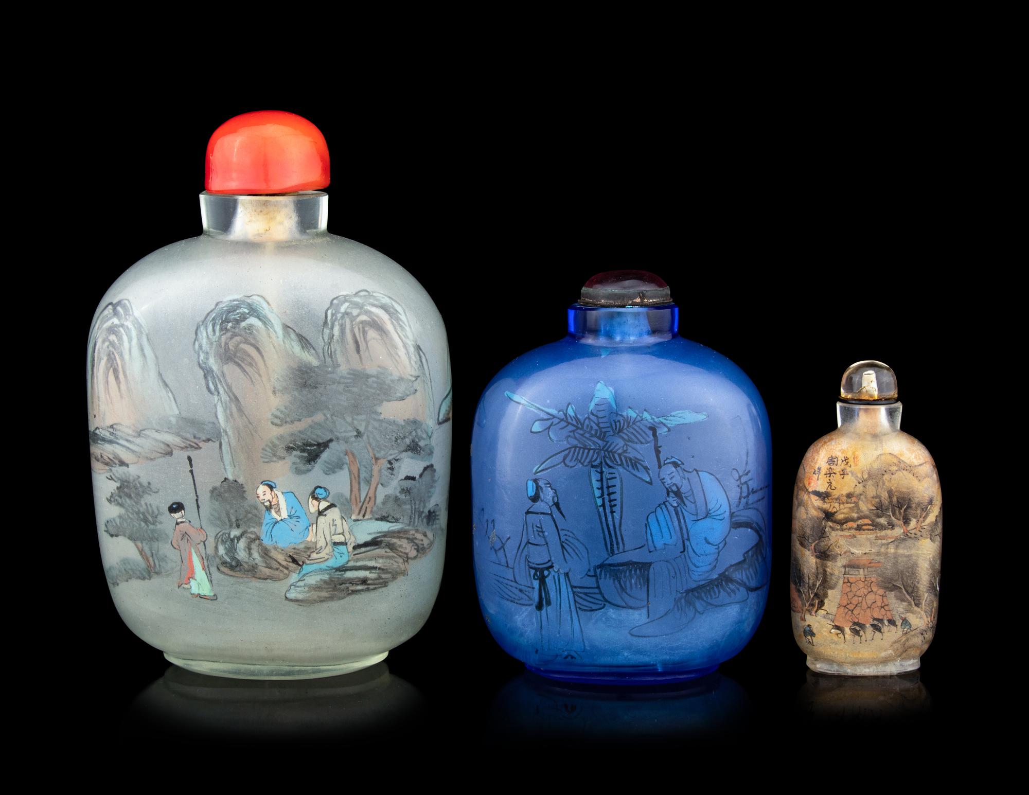 Three Chinese Inside Painted Glass Snuff Bottles
