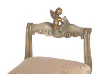 A Continental Painted and Parcel Gilt Bench
