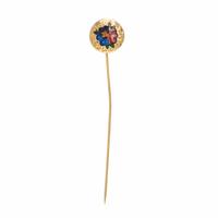 Yellow Gold and Enamel Locket Necklace and Stick Pin