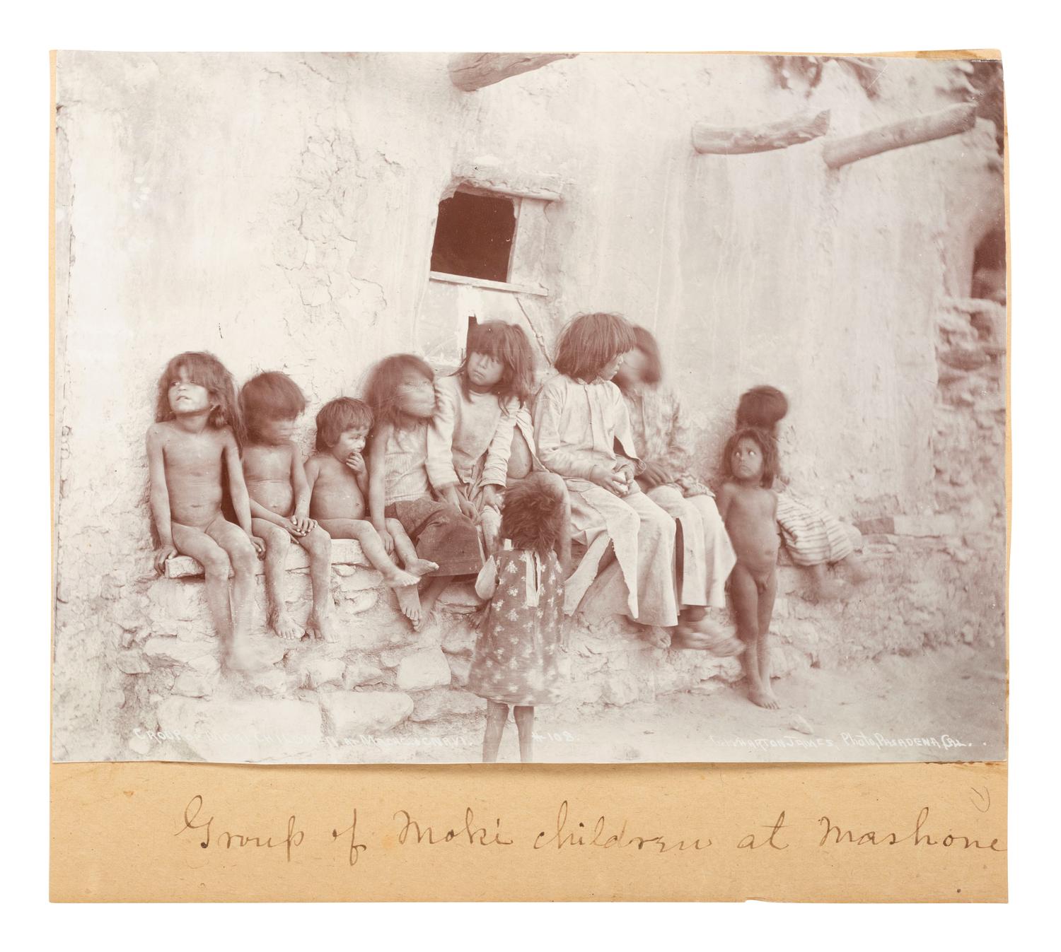 Native Americans -- Hopi JAMES, George Wharton (1858-1923), photographer. Group of Moki Children at Mashoncnavi. Pasadena, CA: ca 1895.