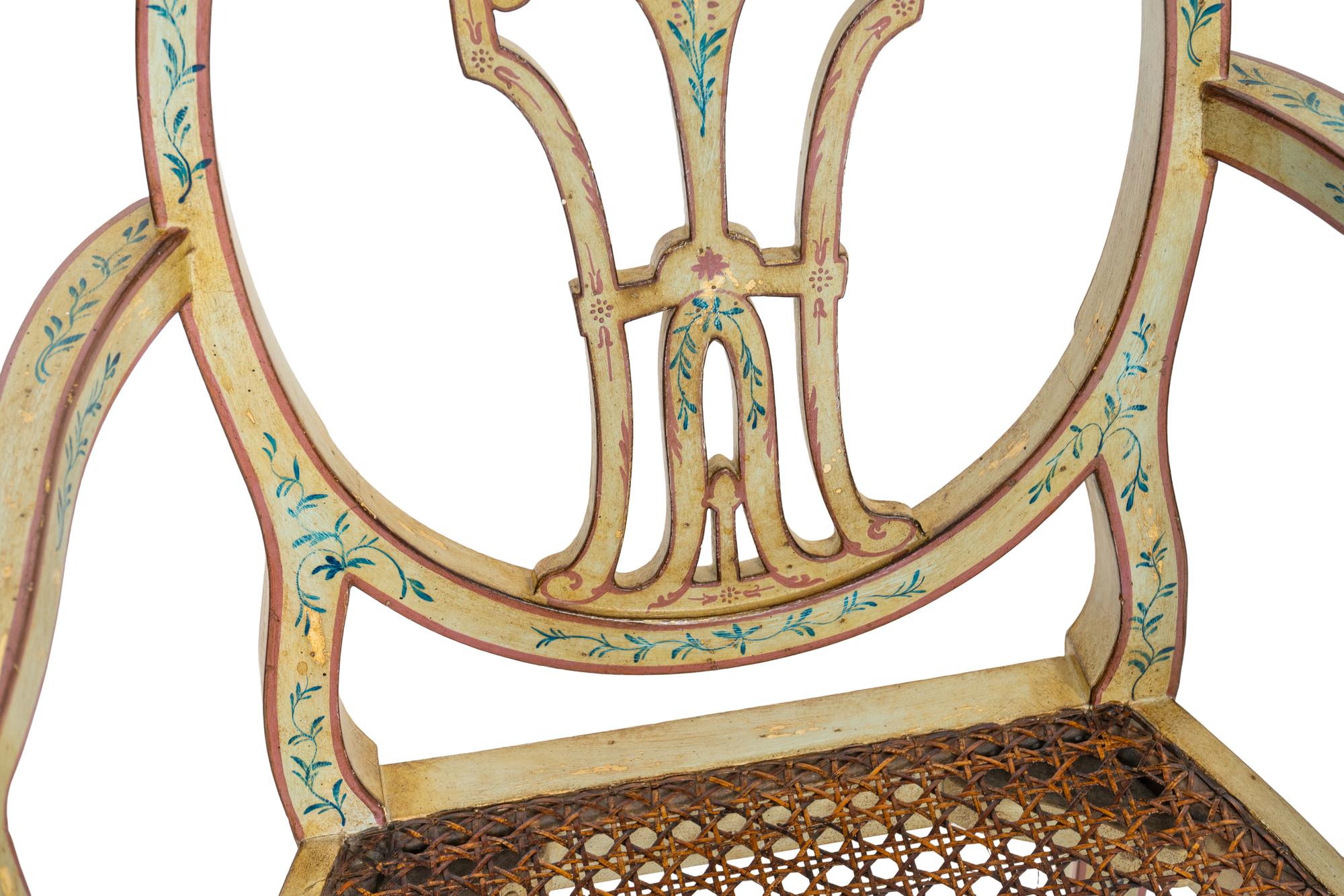 A Pair of George III Style Paint Decorated Armchairs
