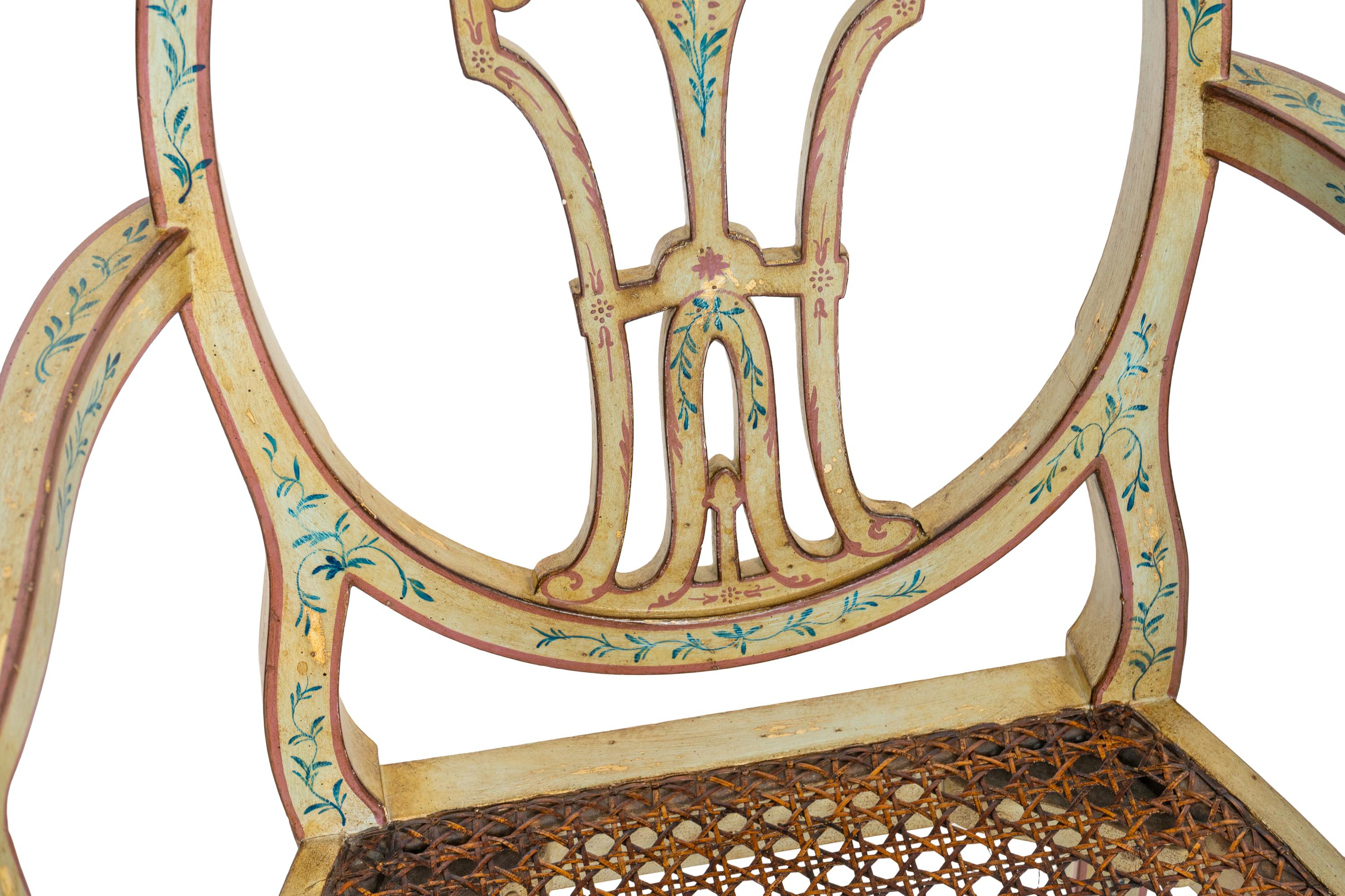 A Pair of George III Style Paint Decorated Armchairs