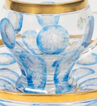 A Bohemian Cobalt Cut-to-Clear Glass Teacup and Saucer