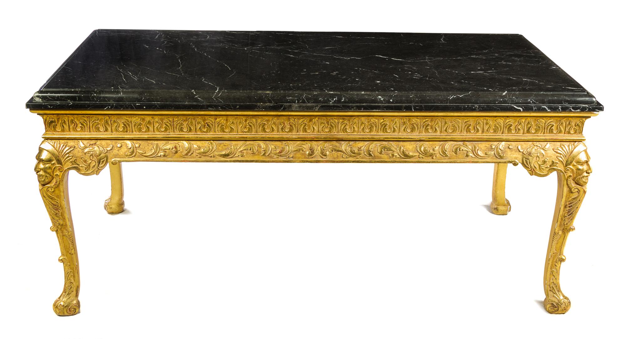 A George II Style Giltwood Console Table Height 34 x width 79 x depth 45 1/2 inches. — J. ROBERT SCOTT, 20TH CENTURY