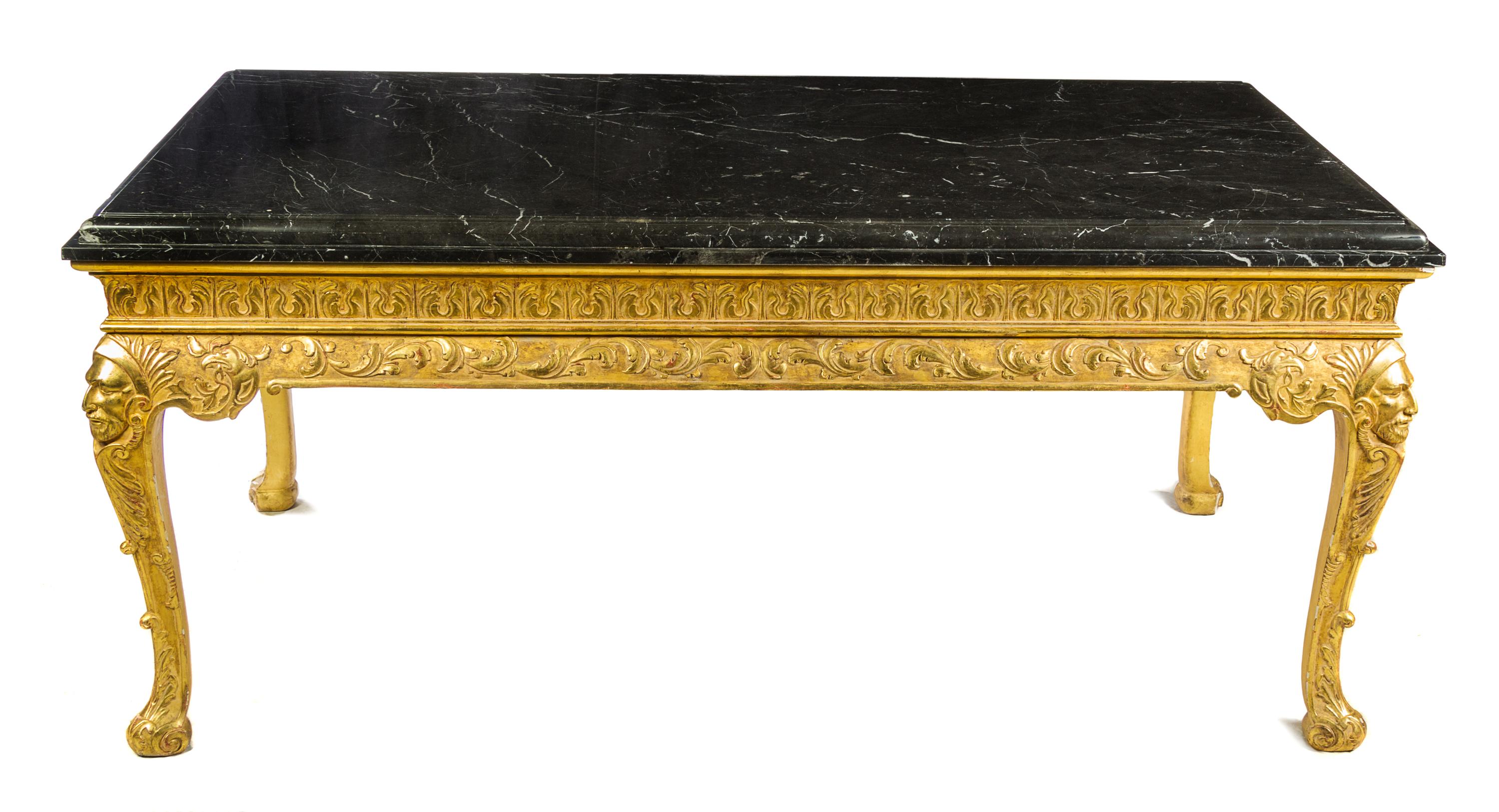 A George II Style Giltwood Console Table Height 34 x width 79 x depth 45 1/2 inches. — J. ROBERT SCOTT, 20TH CENTURY