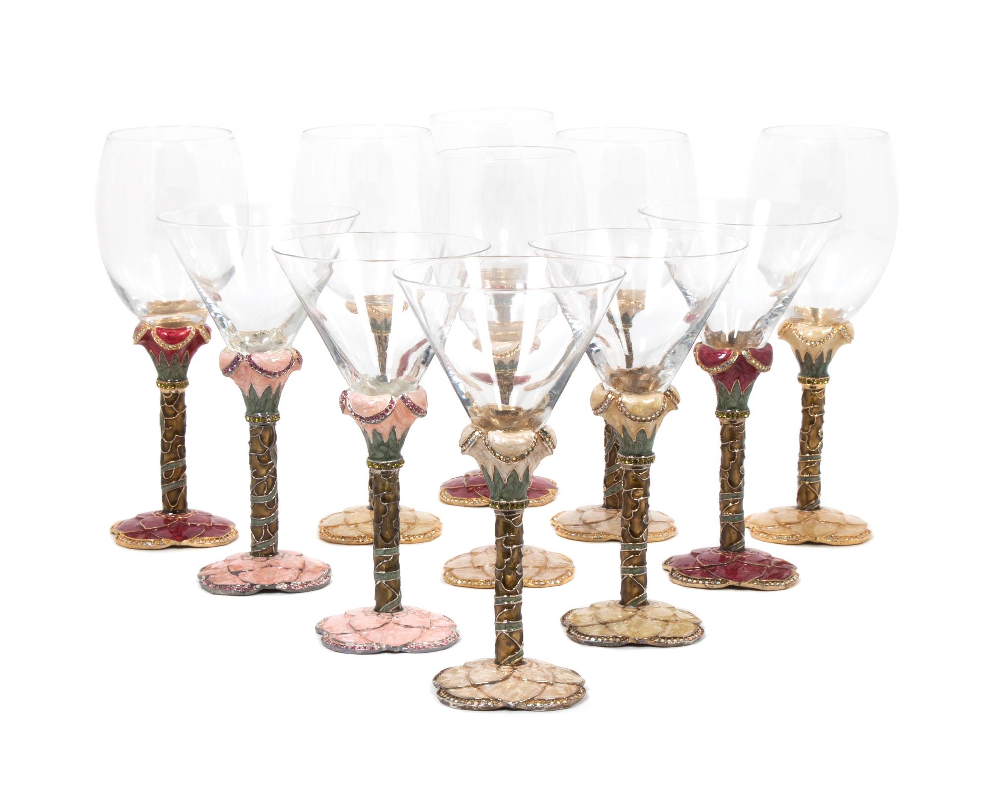 A Set of Eleven Two-Saints Enameled Stems Height of tallest 8 1/2 inches. — SECOND HALF 20TH CENTURY