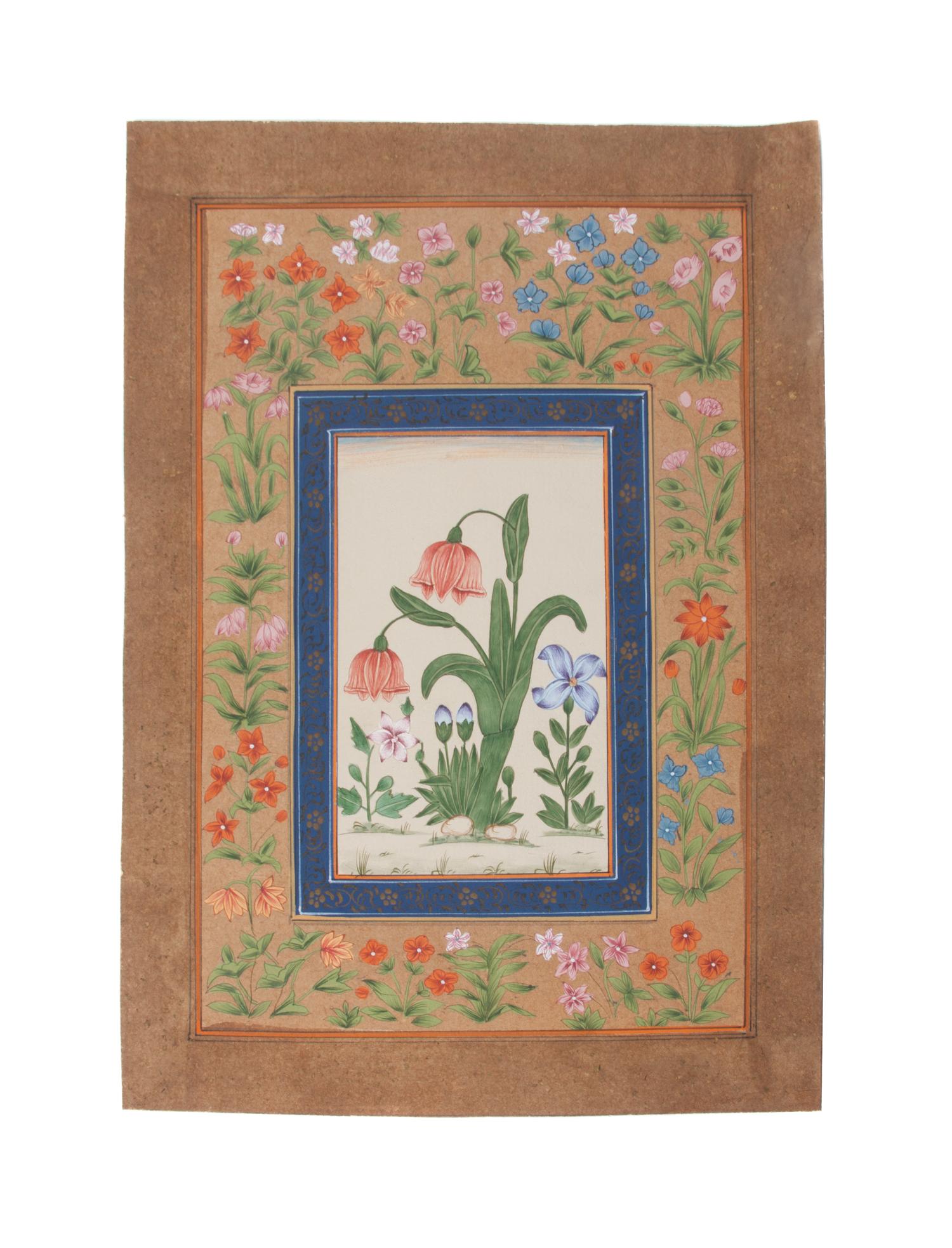 A Collection of Seven Indian Mughal Miniatures Height of largest 13 x width 9 inches.
