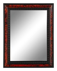 A Flemish Tortoise Shell Veneered and Ripple Molded Ebonized Mirror