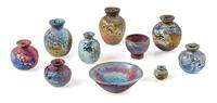 Ten Iridescent Pottery Articles Height of tallest 1 1/4 inches. — Julie Hinkle