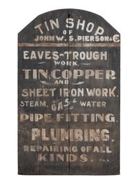 A Painted Wood Trade Sign for John W.S. Pierson's Tin Shop