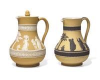 Two Wedgwood Yellow-Ground Ewers