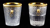 Two French Gilt Metal Mounted Cut Glass Wine Coolers Height of taller 9 3/8 inches. — LATE 19TH/EARLY 20TH CENTURY