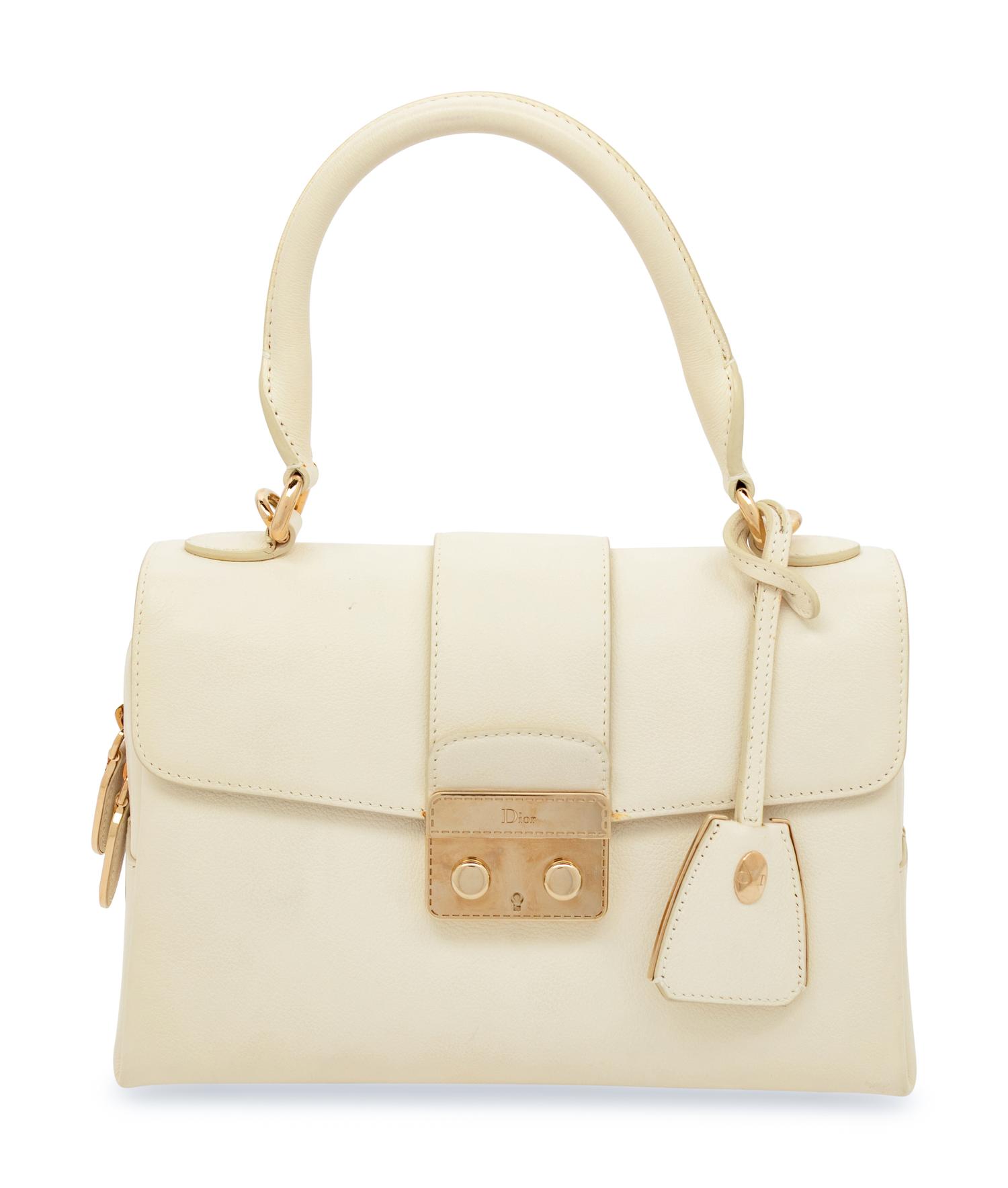 Christian Dior, White Leather Handbag