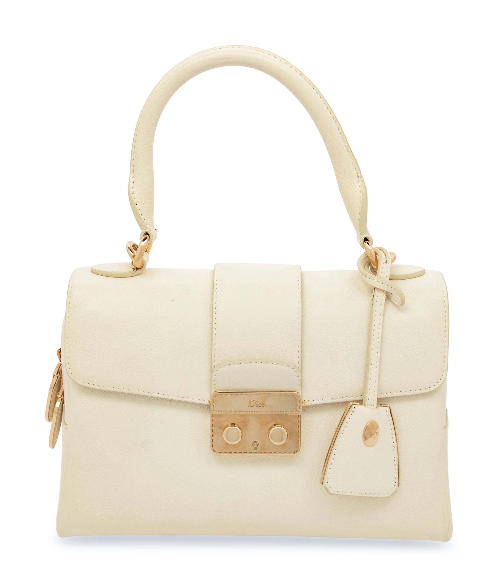 Christian Dior, White Leather Handbag