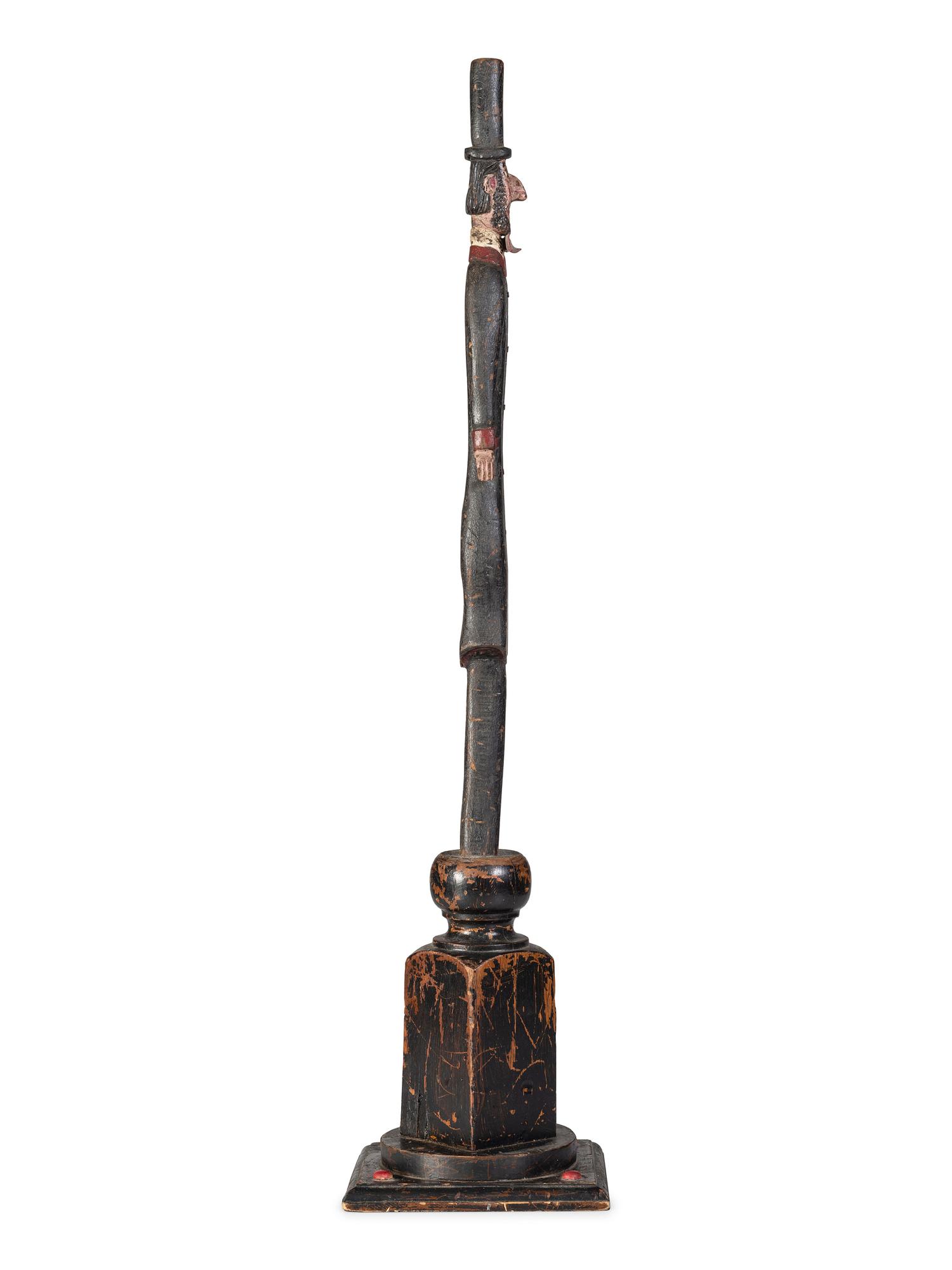 A Folk Art Carved Wood Slender Abe Lincoln Figure with Polychrome Decoration by Kent Gutzmer