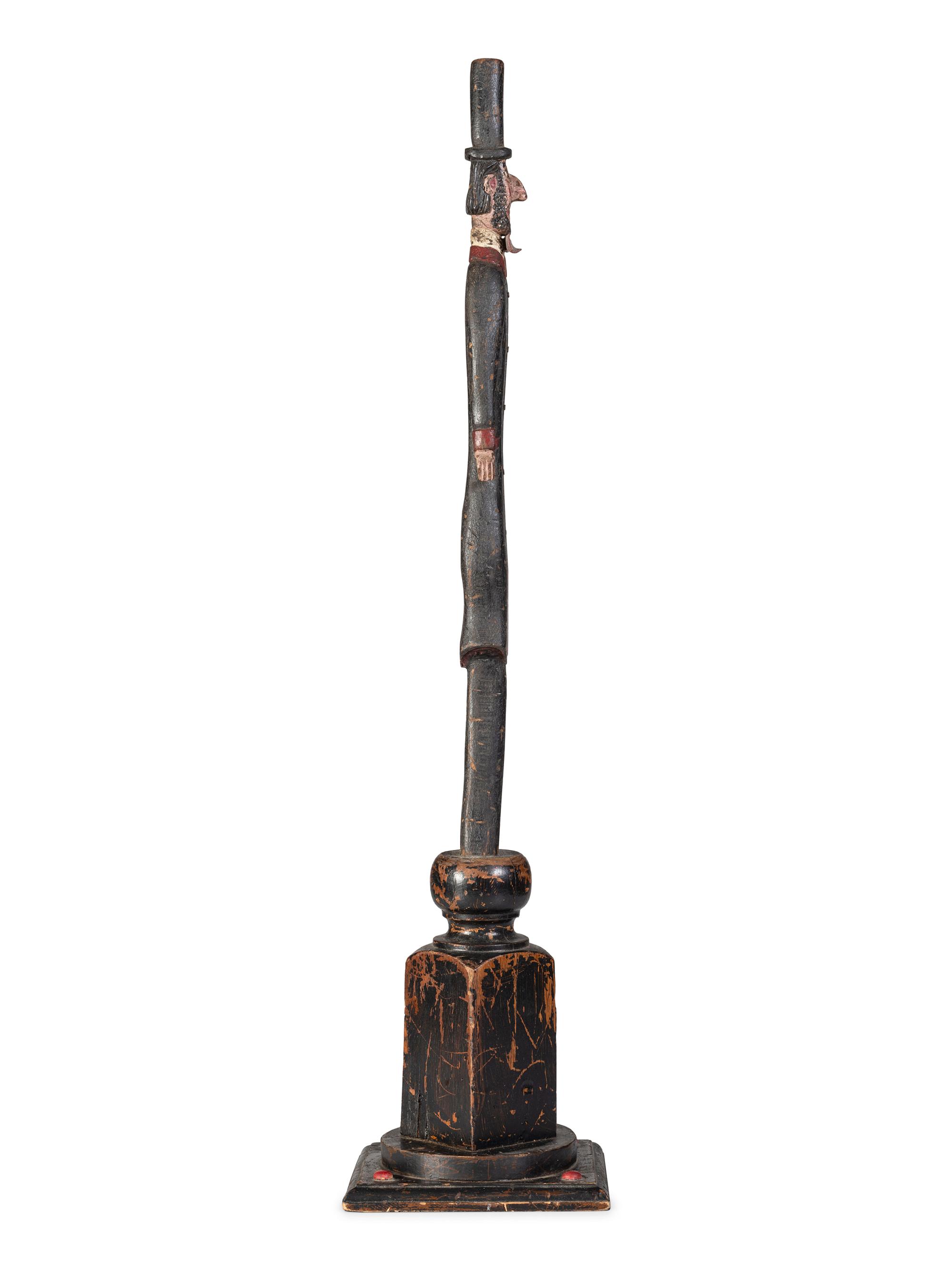 A Folk Art Carved Wood Slender Abe Lincoln Figure with Polychrome Decoration by Kent Gutzmer