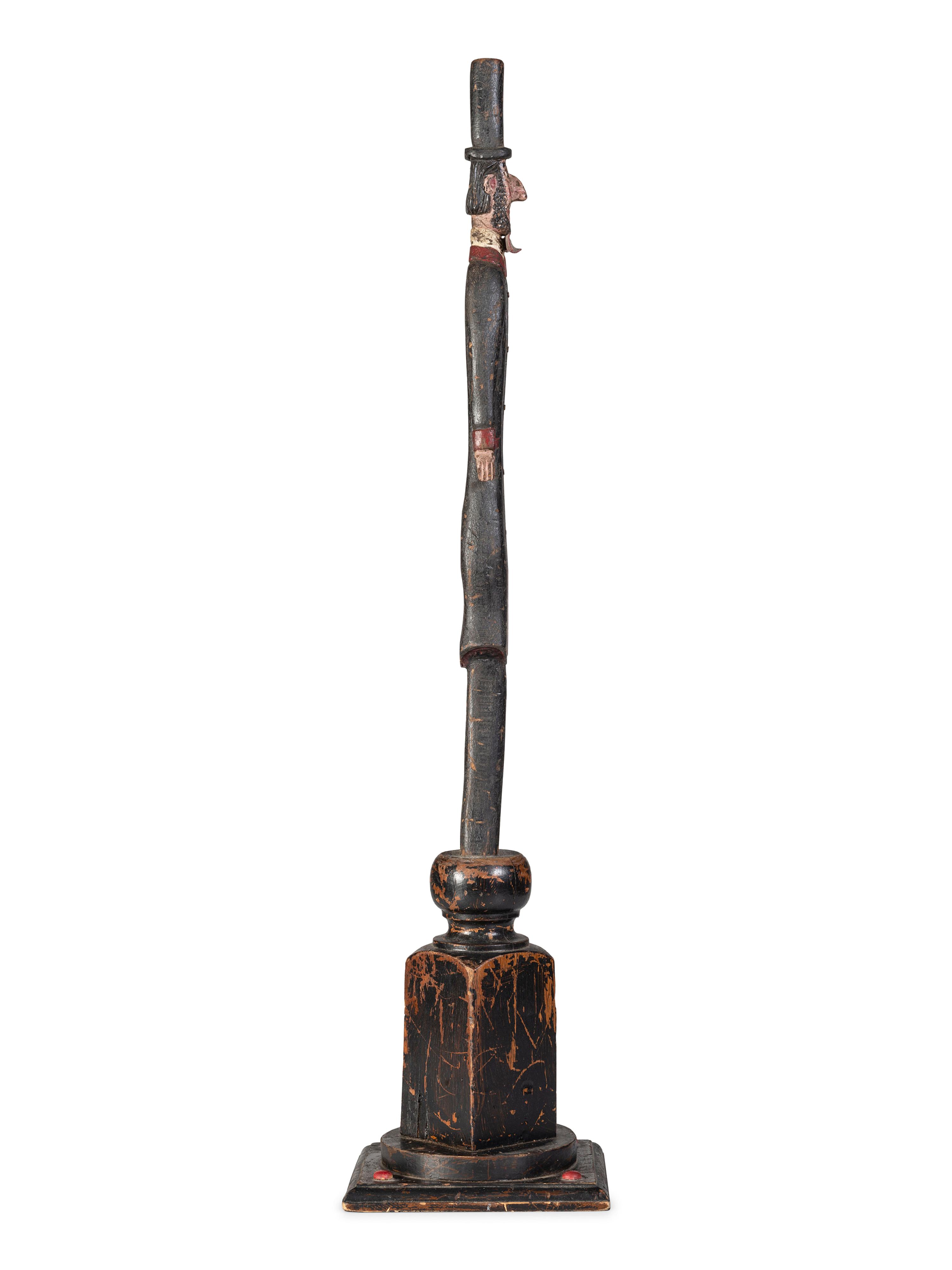 A Folk Art Carved Wood Slender Abe Lincoln Figure with Polychrome Decoration by Kent Gutzmer