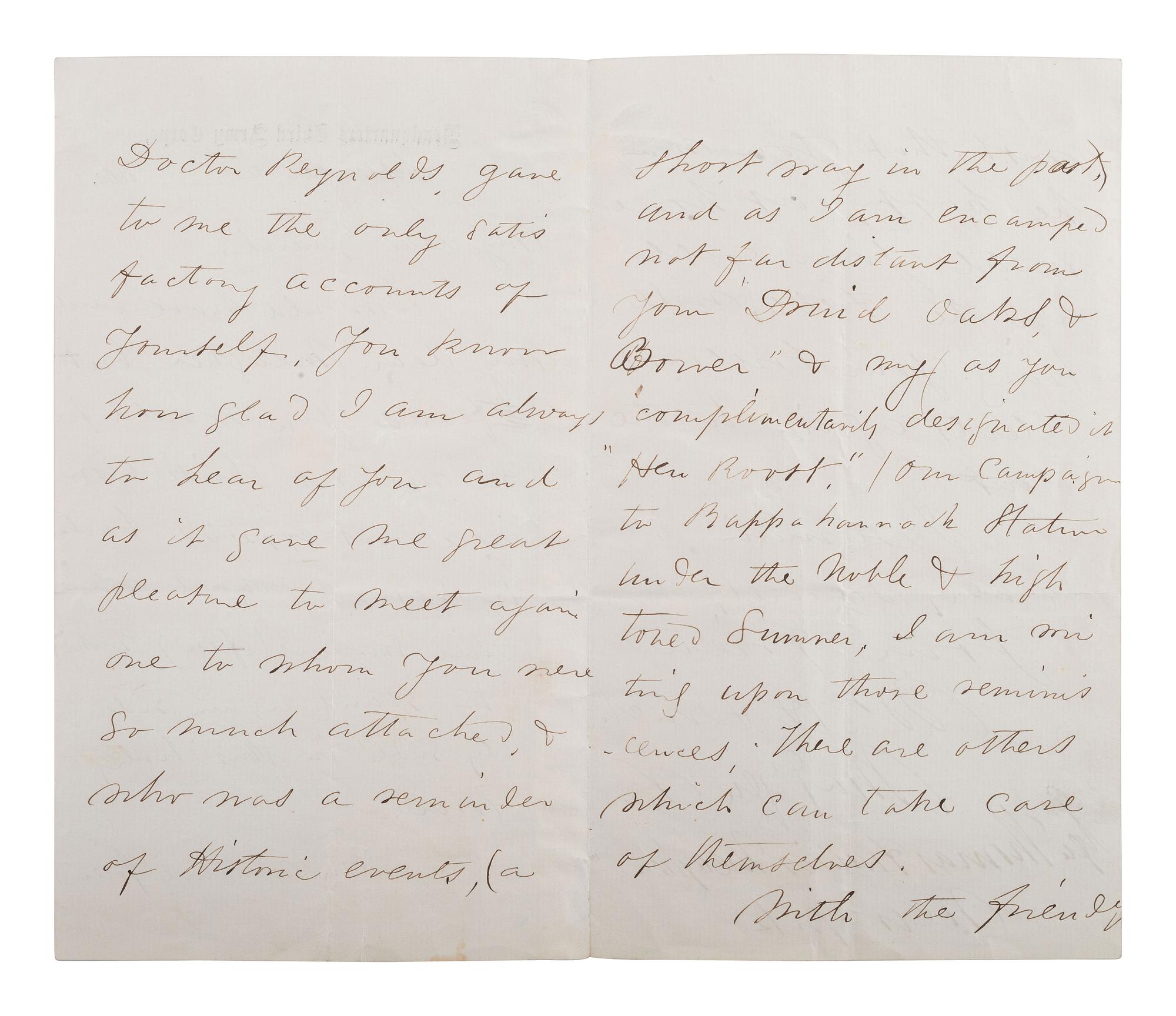 [CIVIL WAR]. ALS to General Thomas Meagher. Headquarters Third Army Corps, 2 September 1863.