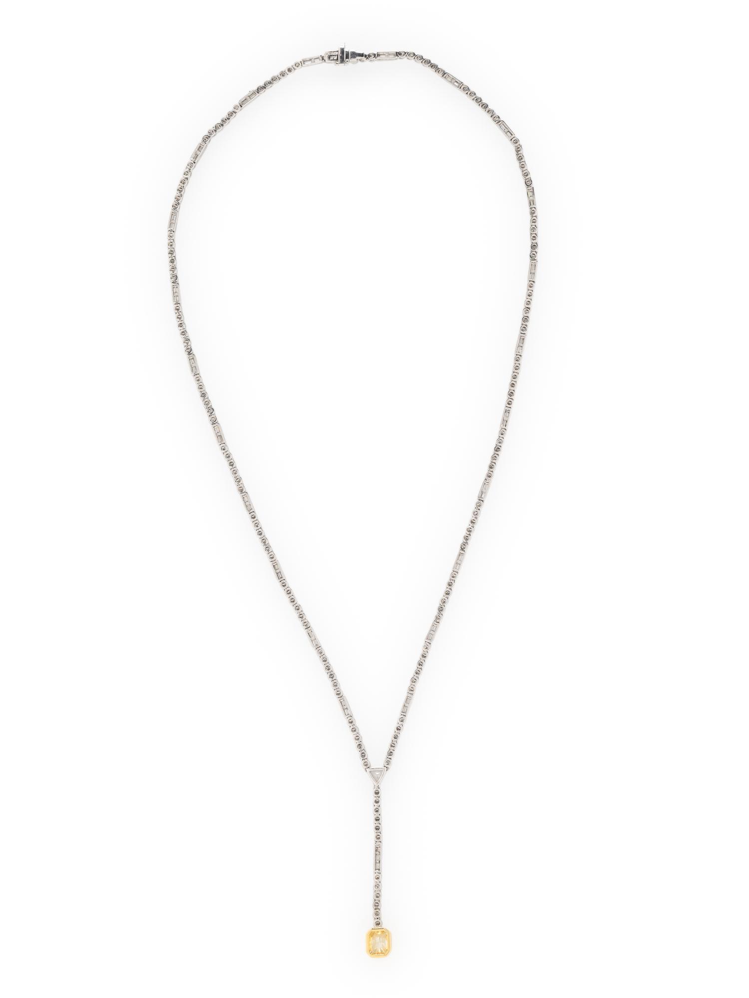 SOPHIA D., COLORED DIAMOND AND DIAMOND LAVALIER NECKLACE