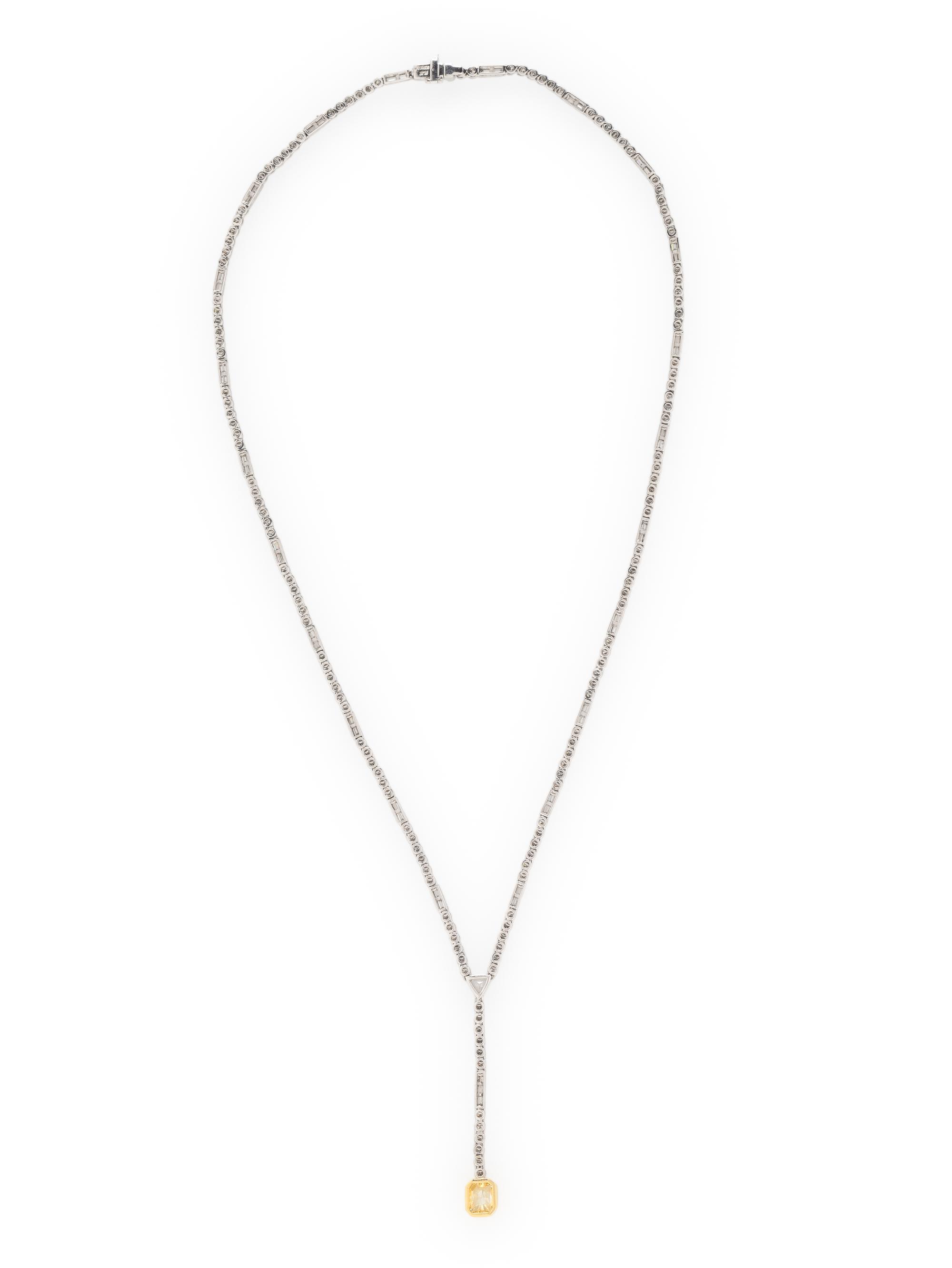 SOPHIA D., COLORED DIAMOND AND DIAMOND LAVALIER NECKLACE