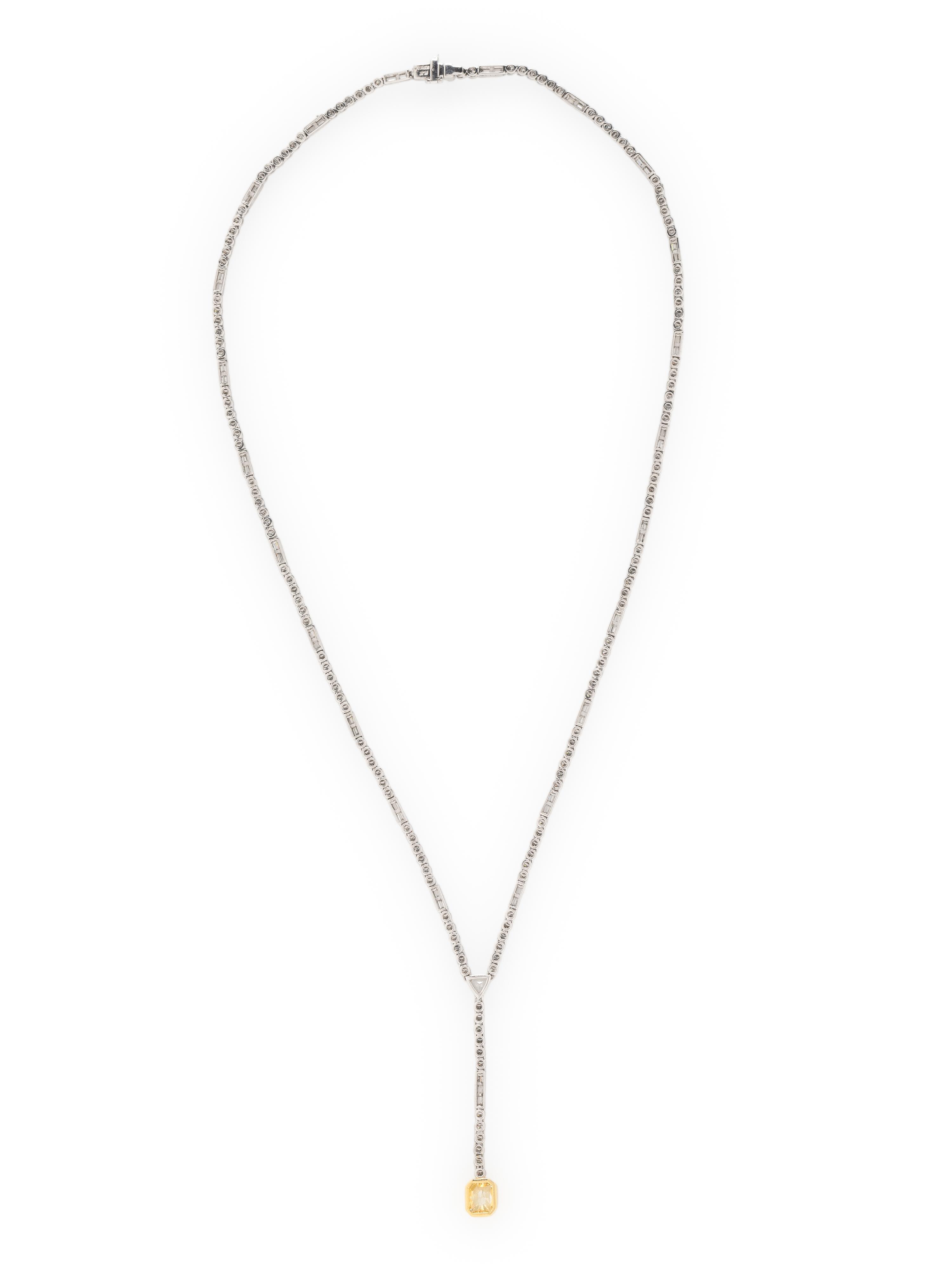 SOPHIA D., COLORED DIAMOND AND DIAMOND LAVALIER NECKLACE