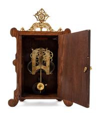 An Ansonia Cabinet B Gilt Metal Mounted Oak Shelf Clock