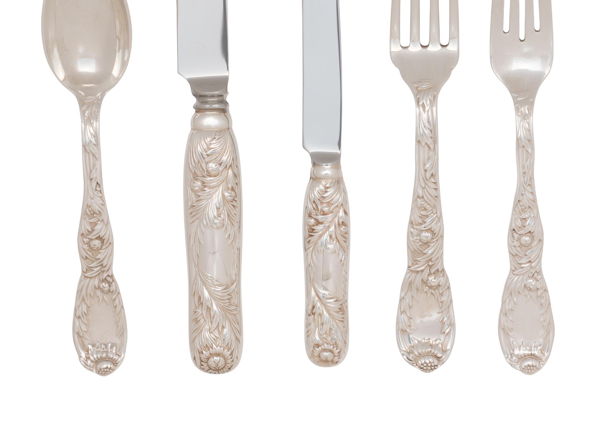 A Tiffany and Co. Silver Chrysanthemum Flatware Service