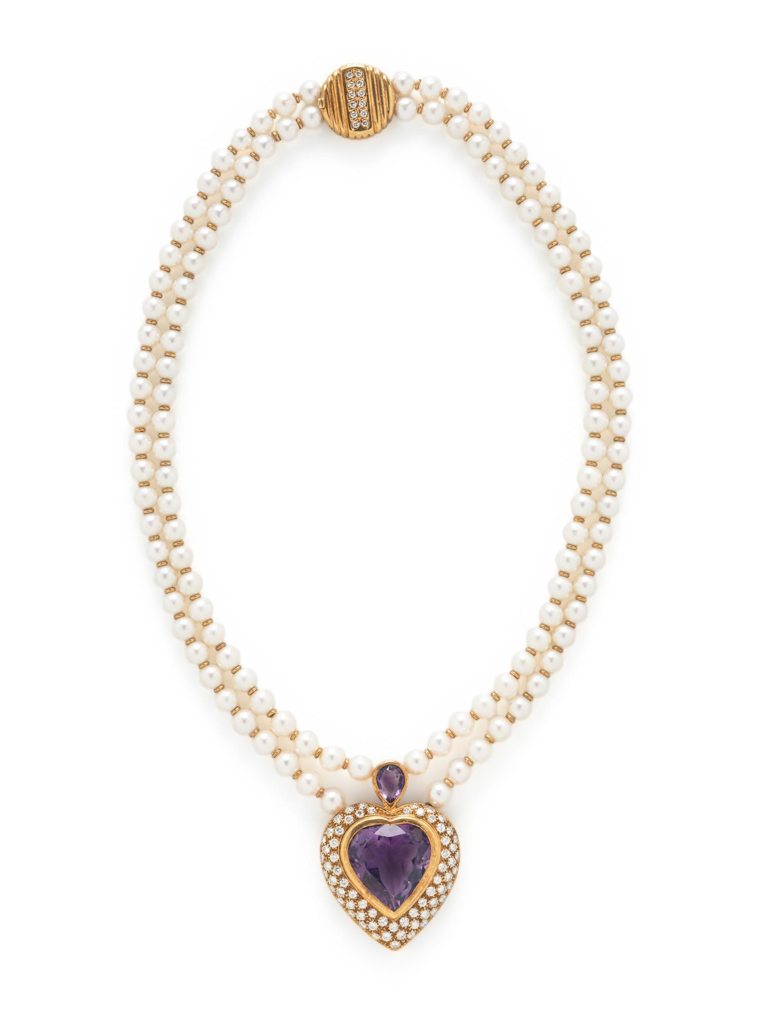 COLLECTION OF YELLOW GOLD, CULTURED PEARL, AMETHYST, AND DIAMOND JEWELRY