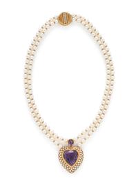 COLLECTION OF YELLOW GOLD, CULTURED PEARL, AMETHYST, AND DIAMOND JEWELRY