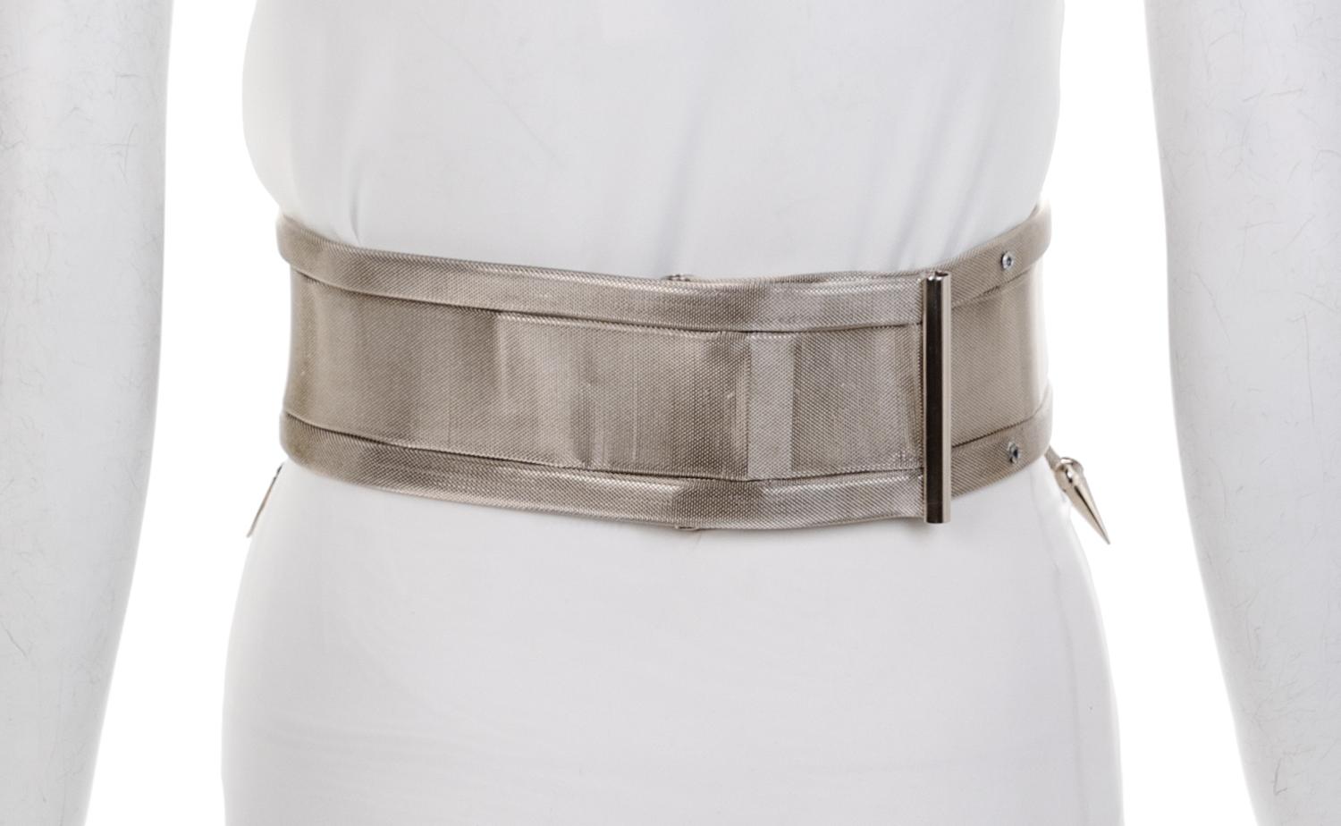 Versace Silvertone Mesh Belt with Fringe, 1990s