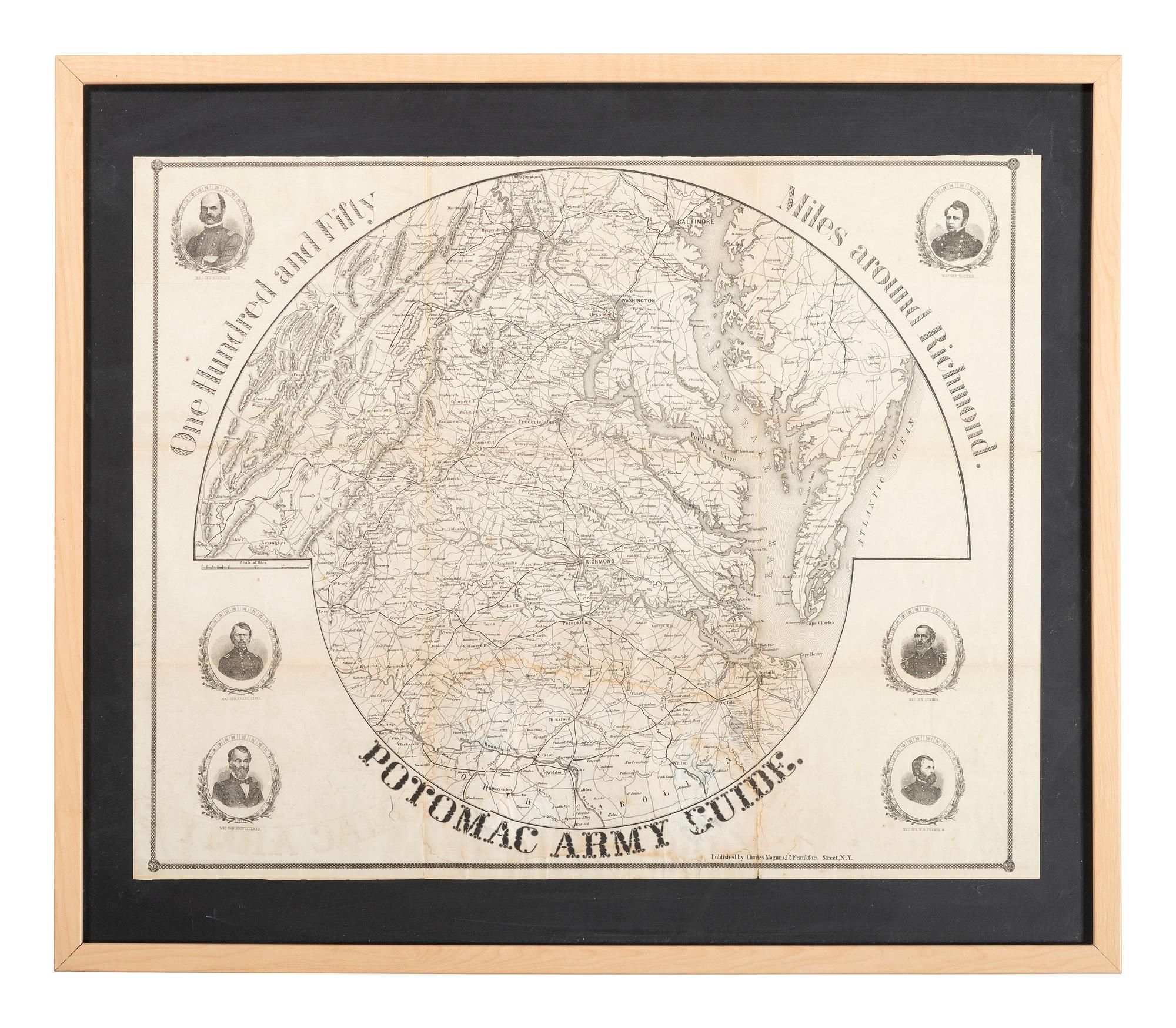 [CIVIL WAR]. MAGNUS, Charles (1826-1900). One Hundred and Fifty Miles around Richmond. Potomac Army Guide.