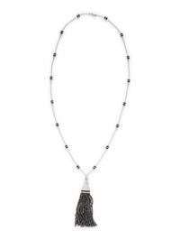 DIAMOND AND BLACK DIAMOND TASSEL NECKLACE