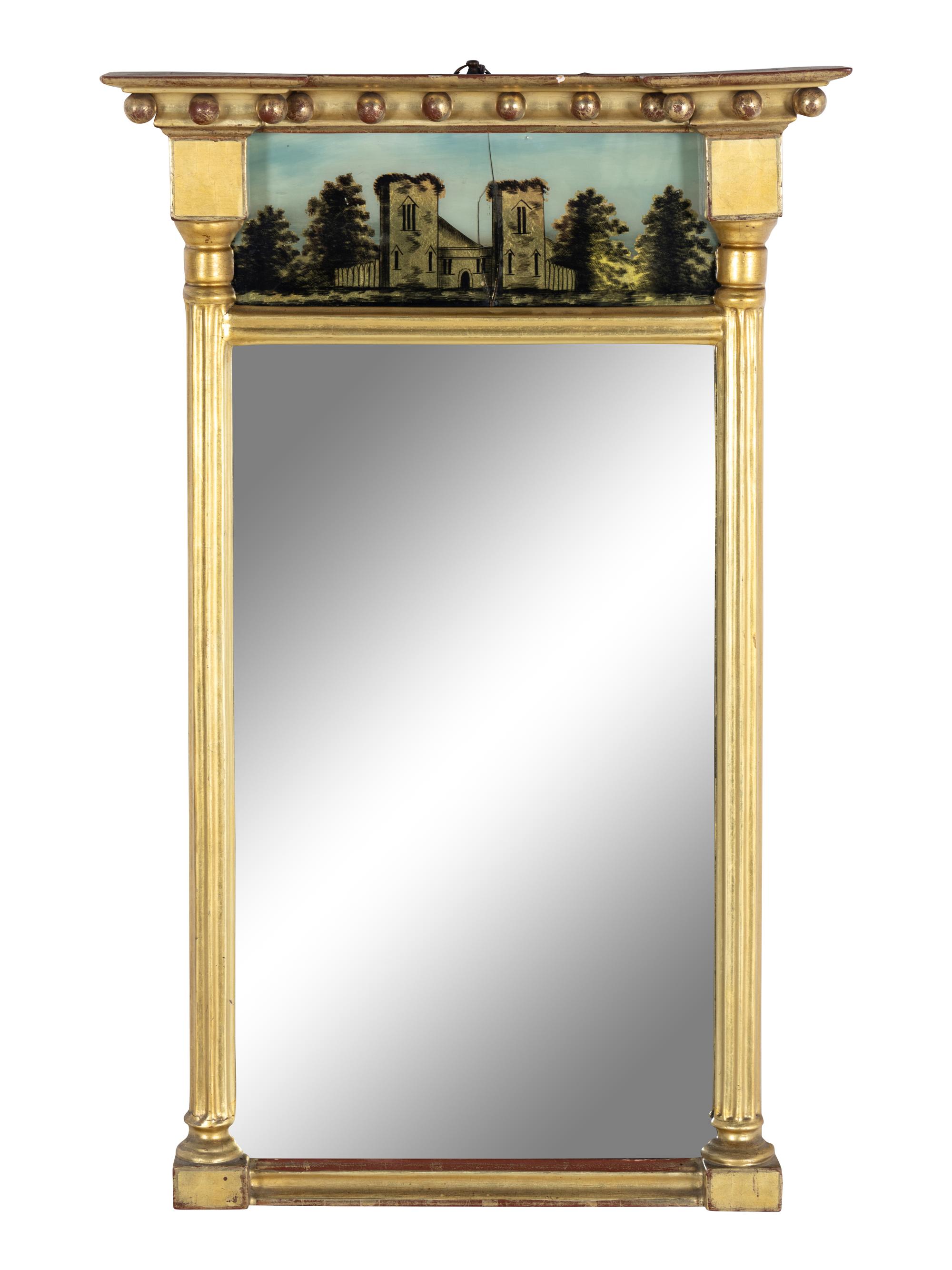 A Classical Giltwood and Eglomise Mirror
