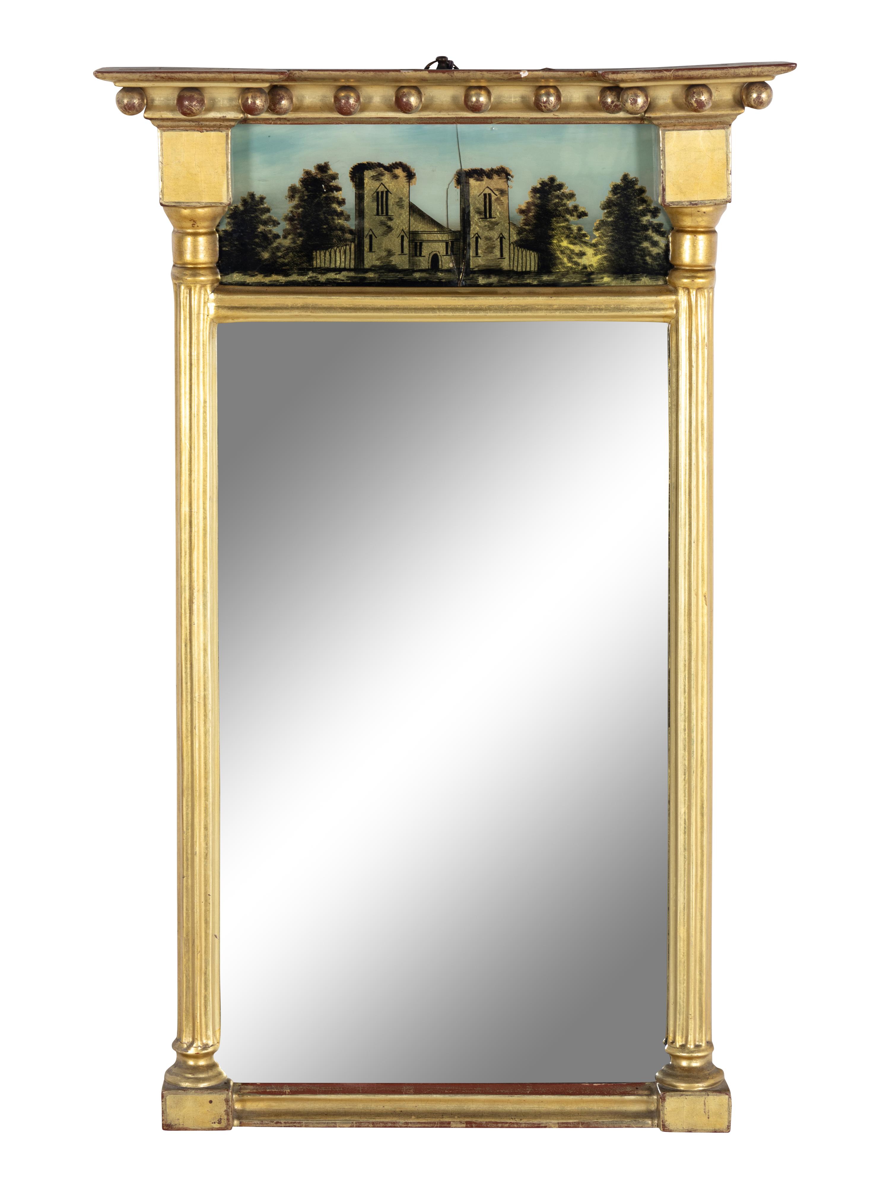 A Classical Giltwood and Eglomise Mirror