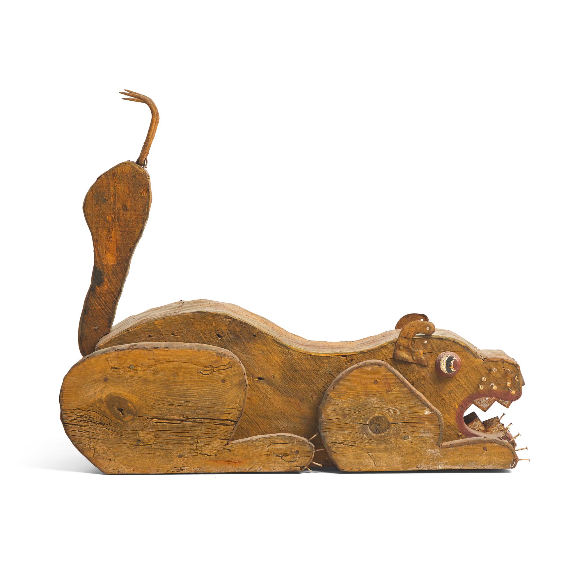 A Found Object Cat-Form Bird House