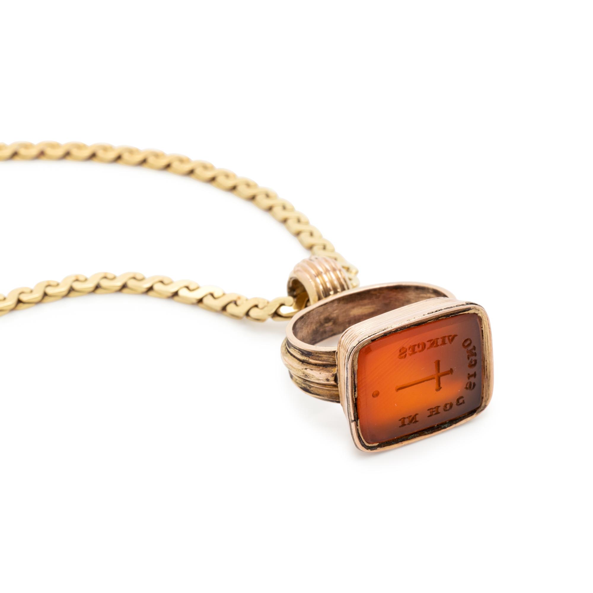 CARNELIAN INTAGLIO FOB AND CHAIN NECKLACE