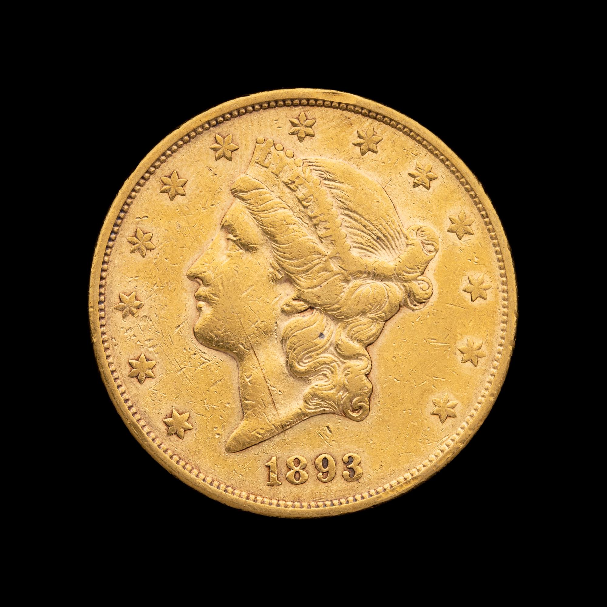 An 1893-S Liberty Head $20 Gold Coin