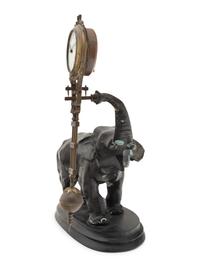 A Continental Cast Metal Elephant-Form Swinging Clock