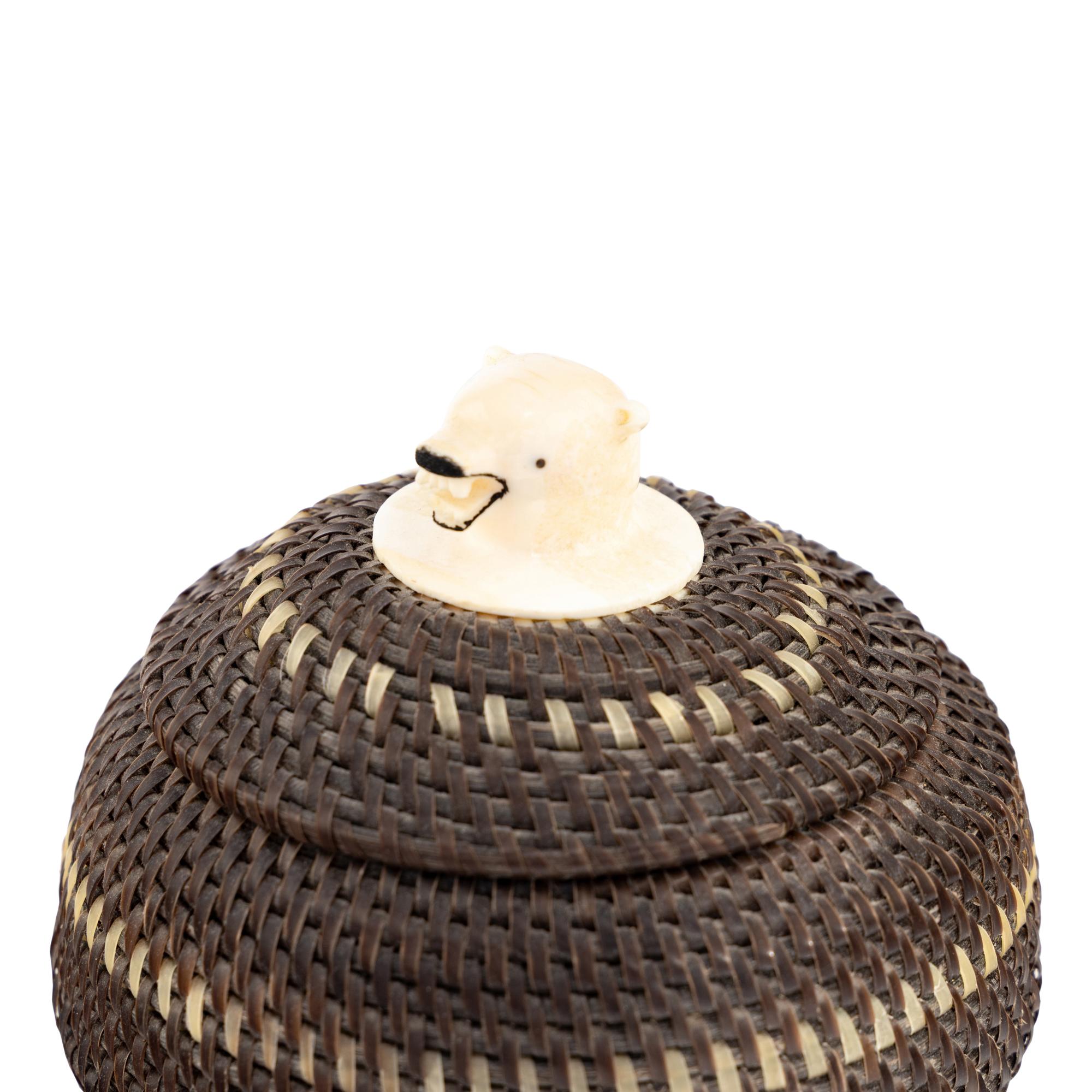 Baleen Basket, with Polar Bear Finial